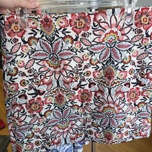 LOFT Floral Embroidered Mini Skirt in White, Red & Light Blue